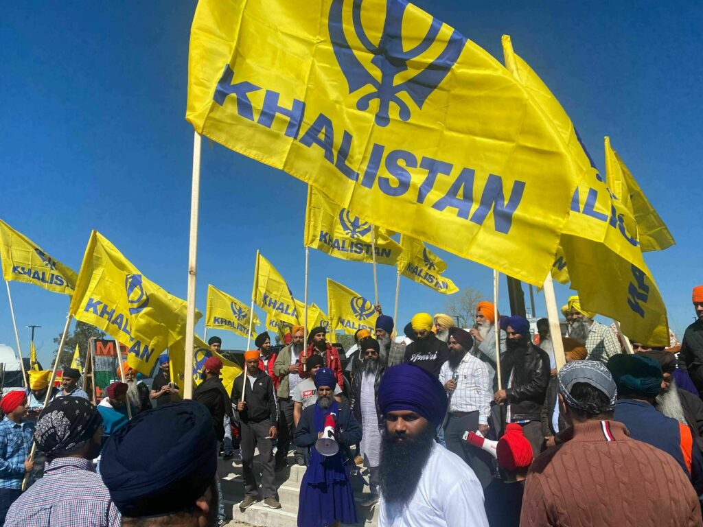 North American Sikhs are coming together in the movement of Khalistan. Sikhs protesting at San Francisco.